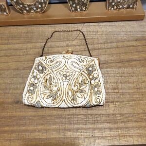 Elegant Vintage 1950s Beaded Handbag Purse Made In FRANCE